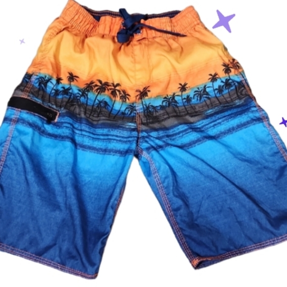 10/12 palm tree beach scene trunks - Picture 1 of 3